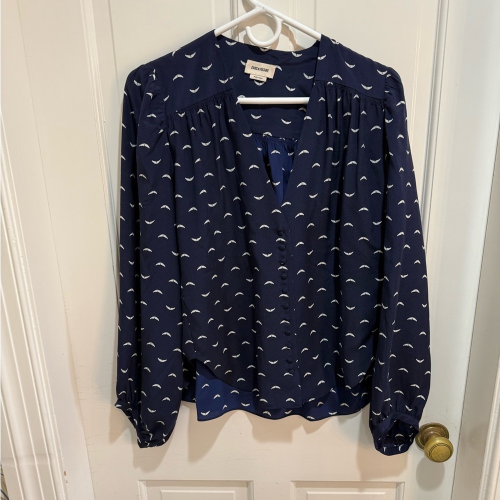 Zadig & Voltaire Navy Blue Silk Blouse